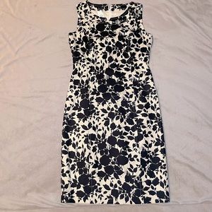 COPY - Talbots black and beige floral dress. Very flattering, fitted, classic, …